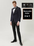 20381 Black-Navy Patterned Tuxedo For Men