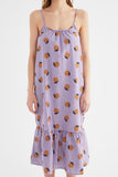 20506 Purple Patterned Check Strap Dress