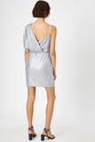 20509b Silver Grey One Shoulder Shimmer Dress