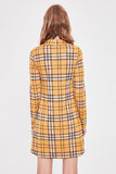  Mustard Plaid Pattern Sheer Collar Knitted Dress TWOAW20EL1729 