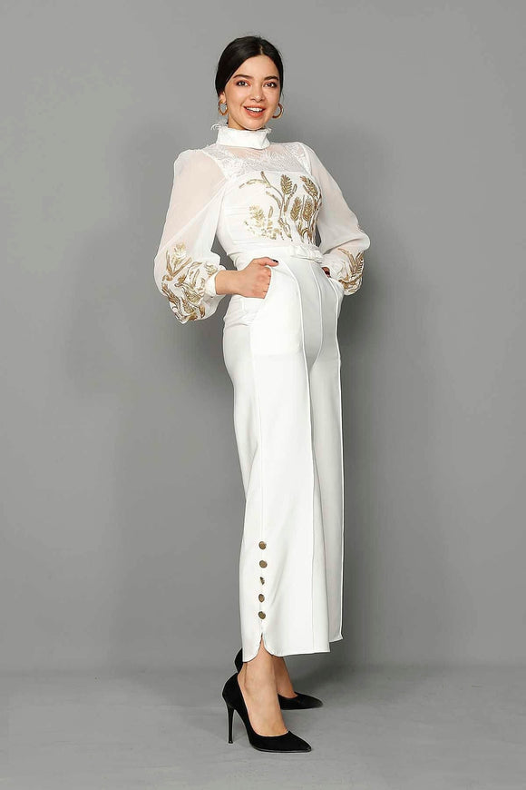 16150 off white chiffon top jumpsuit