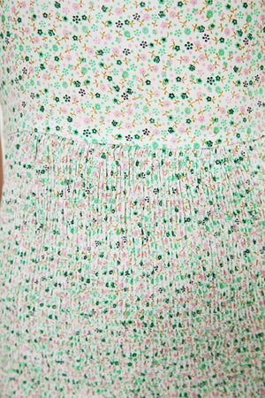 20524b Mint Green Puff Sleeve Elasticated Dress