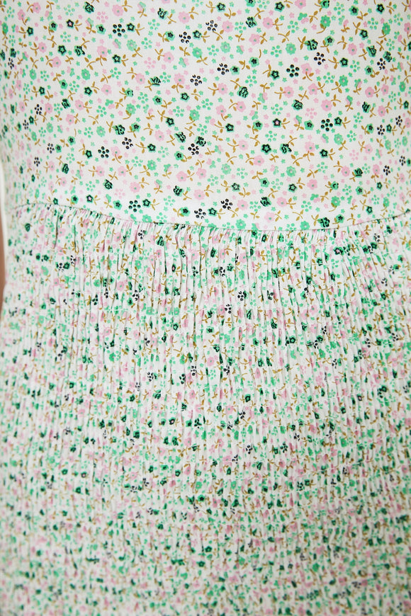 20524b Mint Green Puff Sleeve Elasticated Dress