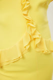20513b Yellow Ruffle Slit Dress