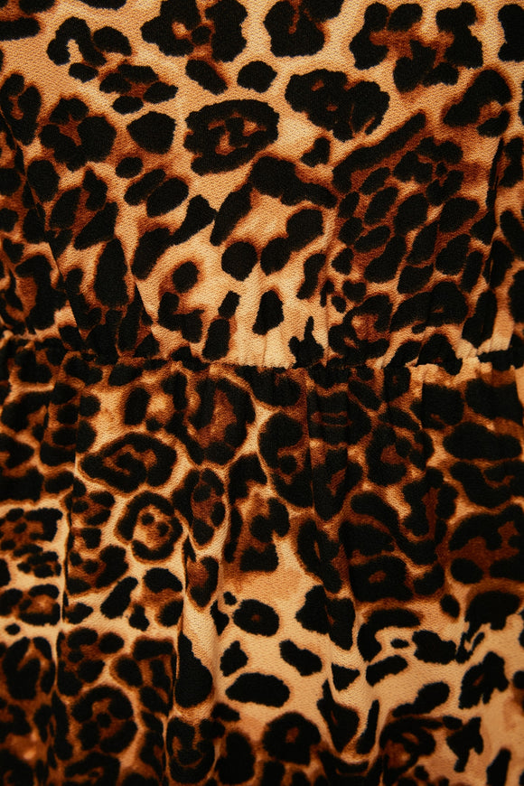 20504b Brown Animal Print Knitted Dress