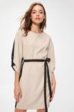  Beige Colour Blocked Waistted Dress TWOAW20EL0711 