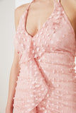 20488 Pink Patterned Halterneck Tulle Dress