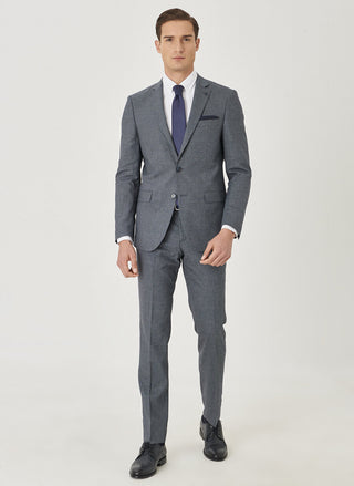 20445 Navy Blue Crow Foot Patterned Suit