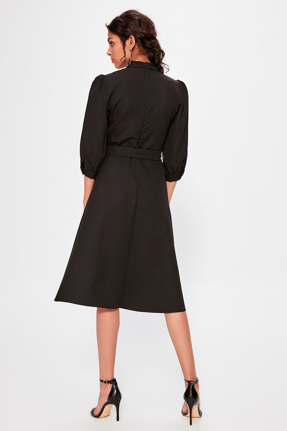  Black Waistt Detail Dress TWOAW20EL1124 