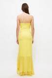 20513b Yellow Ruffle Slit Dress
