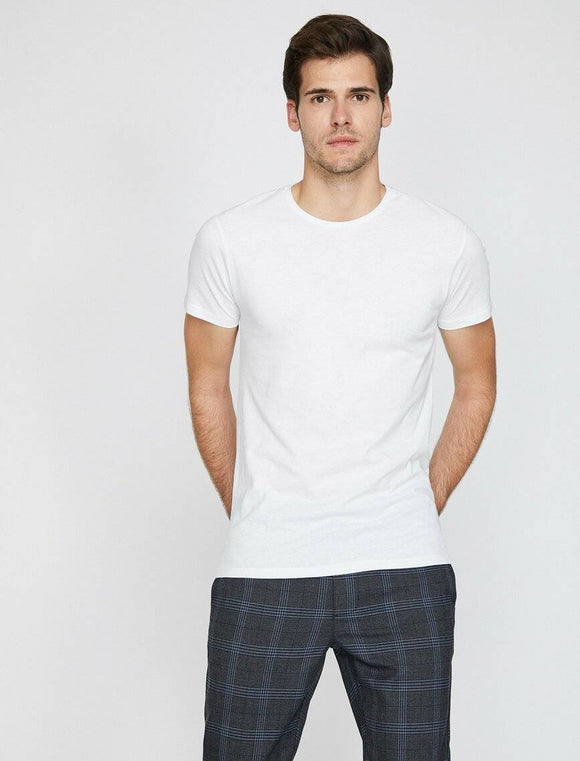 10595b White Crew Neck T-Shirt