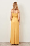10790b Yellow Shiny Belted Strap Dress