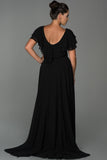 9087b Black Slit Plus Size Evening Dress