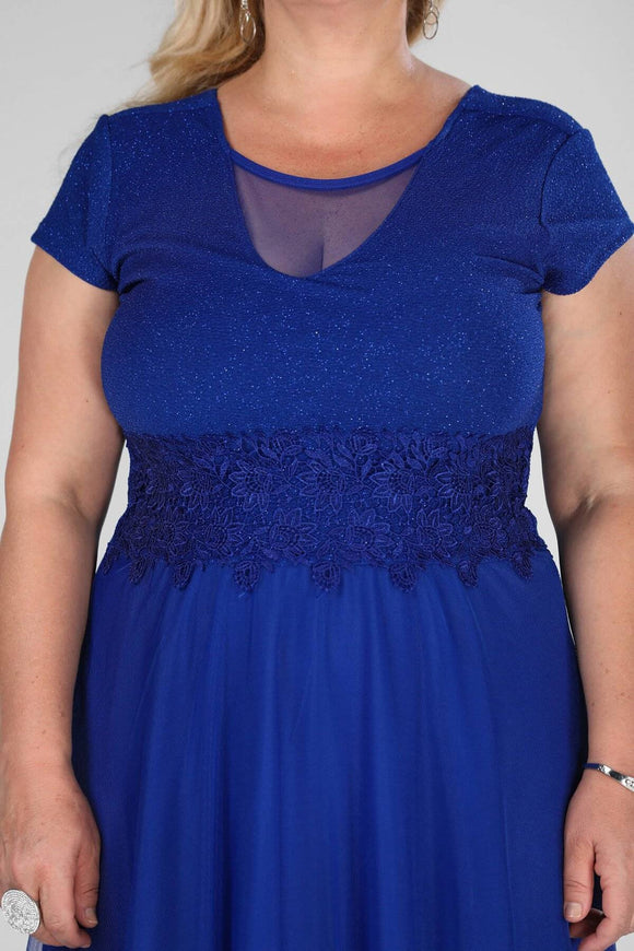 2488b Royal Blue Lace Waistband Tulle Dress