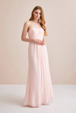 4853b Powder Pink Draped Chiffon Strapless Dress