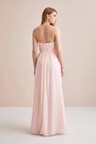 4853b Powder Pink Draped Chiffon Strapless Dress