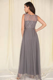 8552b Grey Lace Tulle Dress