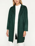 3645b Emerald Green Suede Look Raw Hem Coat