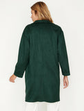 3645b Emerald Green Suede Look Raw Hem Coat