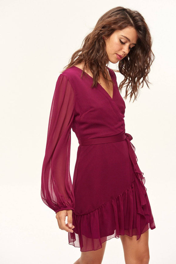 4610630b Plum Ruffle Wrap Dress