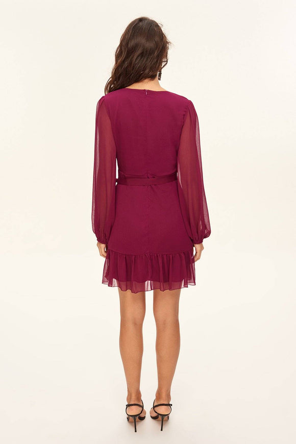 4610630b Plum Ruffle Wrap Dress