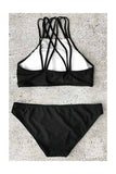 6110015b White-Black Tank Top Bikini Set