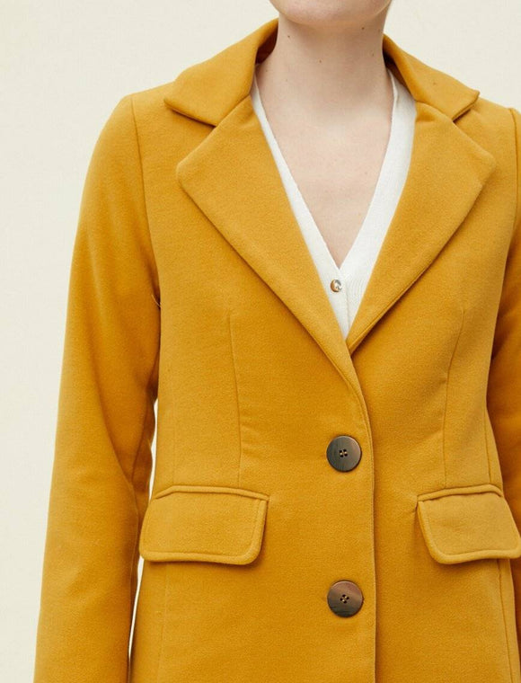 18597 Two Button Coat - Mustard