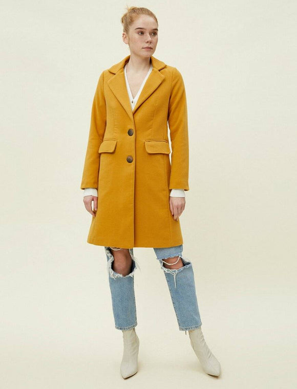 18597 Two Button Coat - Mustard