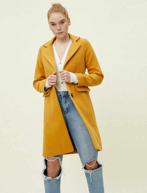 18597 Two Button Coat - Mustard
