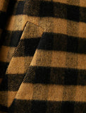 18619 Check Wool Blend Hooded Coat - Black & Camel