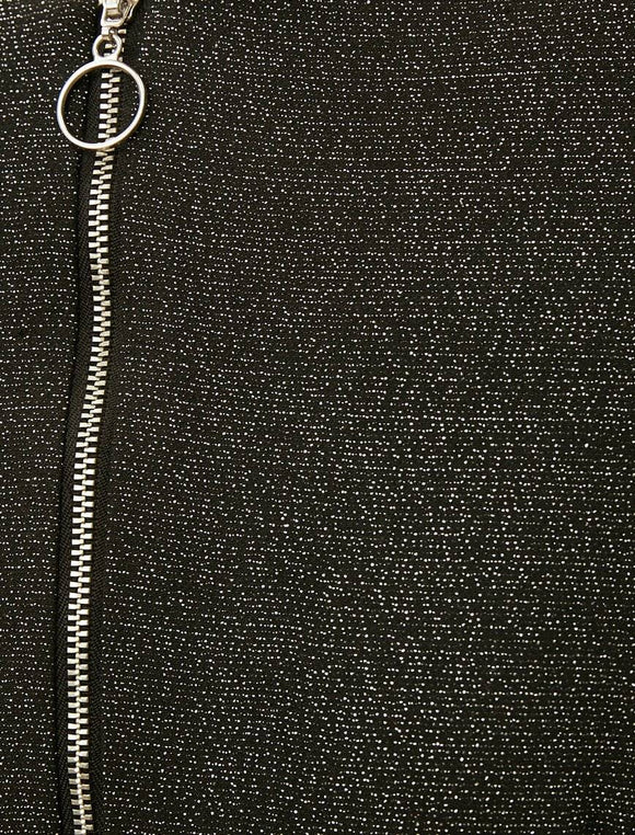 18647 Front Zip Short Coat - Black