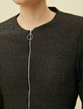 18647 Front Zip Short Coat - Black