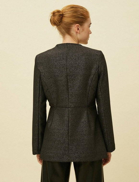 18647 Front Zip Short Coat - Black