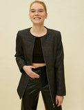 18647 Front Zip Short Coat - Black