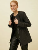 18647 Front Zip Short Coat - Black