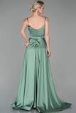 19184 Mint Green Draped Satin Strap Dress