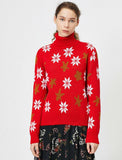 19312 Patterned Turtle Neck Jumper - Red