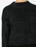 19335 High Neck Fluffy Jumper - Black