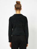 19335 High Neck Fluffy Jumper - Black