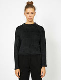 19335 High Neck Fluffy Jumper - Black