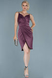 19532 Lavender Draped Wrap Skirt Satin Dress