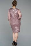 19625 Dusty Rose Shredded Sleeve Sequins Dress