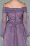 19961 Lavender Off-Shoulder Sheer Sleeve Slit Dress