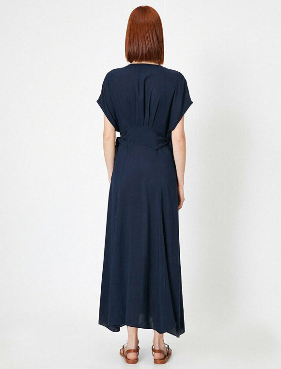 20000 Button Detailed Maxi Dress - Navy Blue