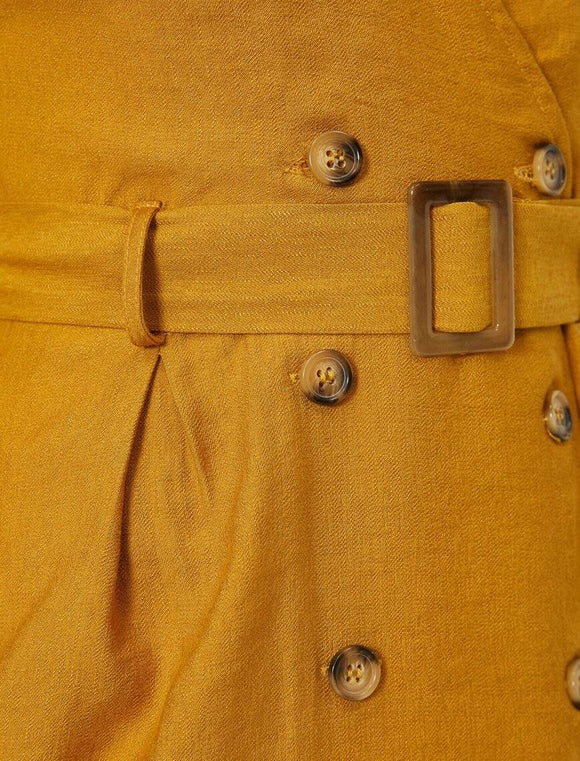 20001 Double Breasted Belted Dress - Mustard