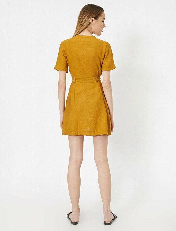 20001 Double Breasted Belted Dress - Mustard