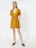 20001 Double Breasted Belted Dress - Mustard