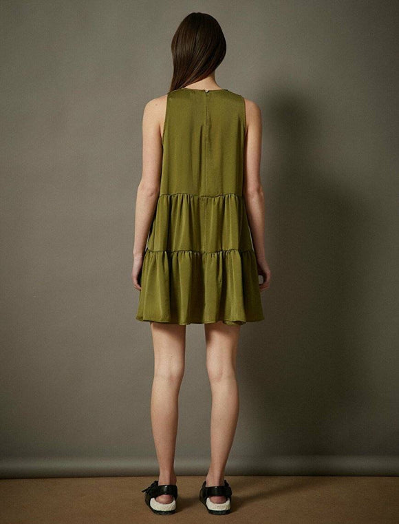20007 Sleeveless Tiered Dress - Khaki