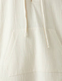 20017 Sleeveless Hooded Cotton Slit Dress - Ecru