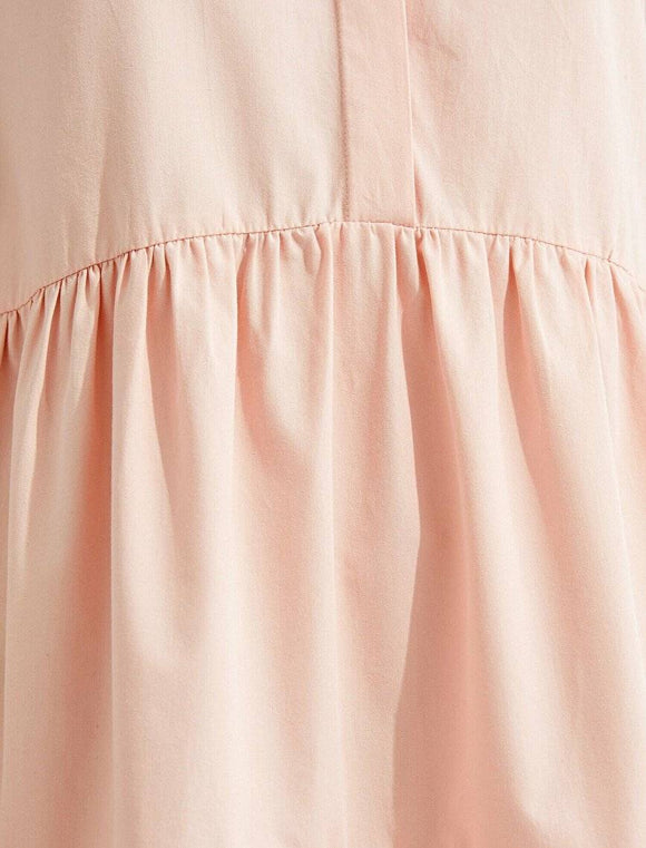 20027 Shirt Collar Cotton Dress - Salmon